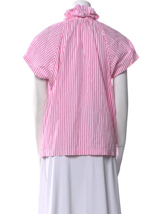 A Shirt Thing Striped Mock Neck Button-Up Top