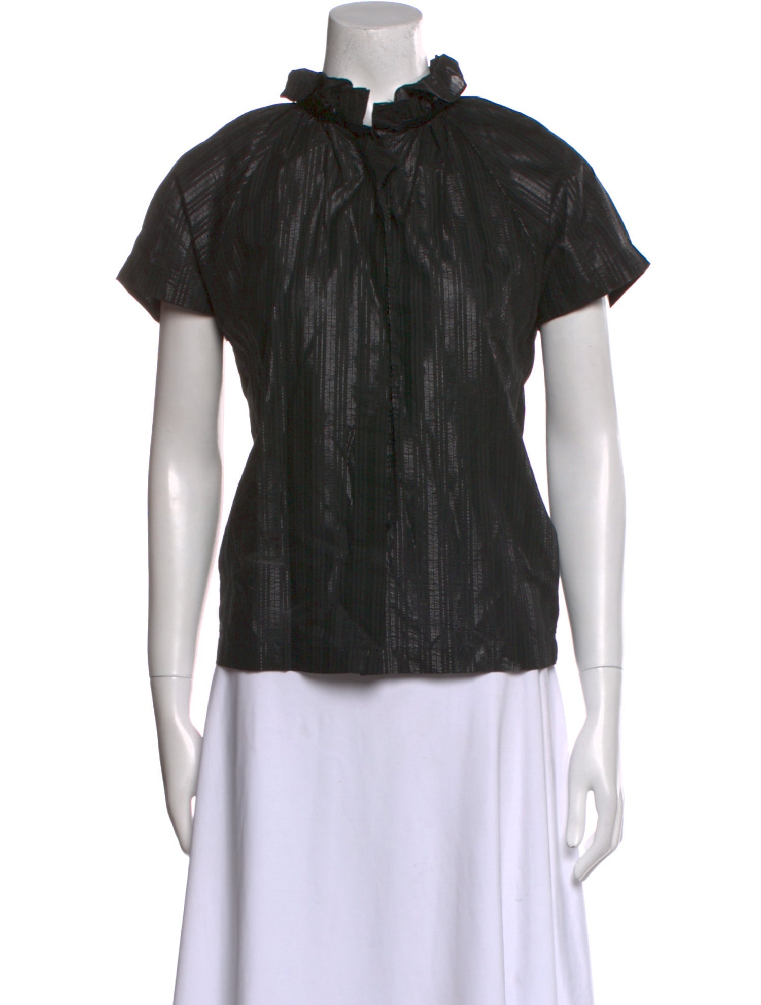 A Shirt Thing Mock Neck Short Sleeve Blouse