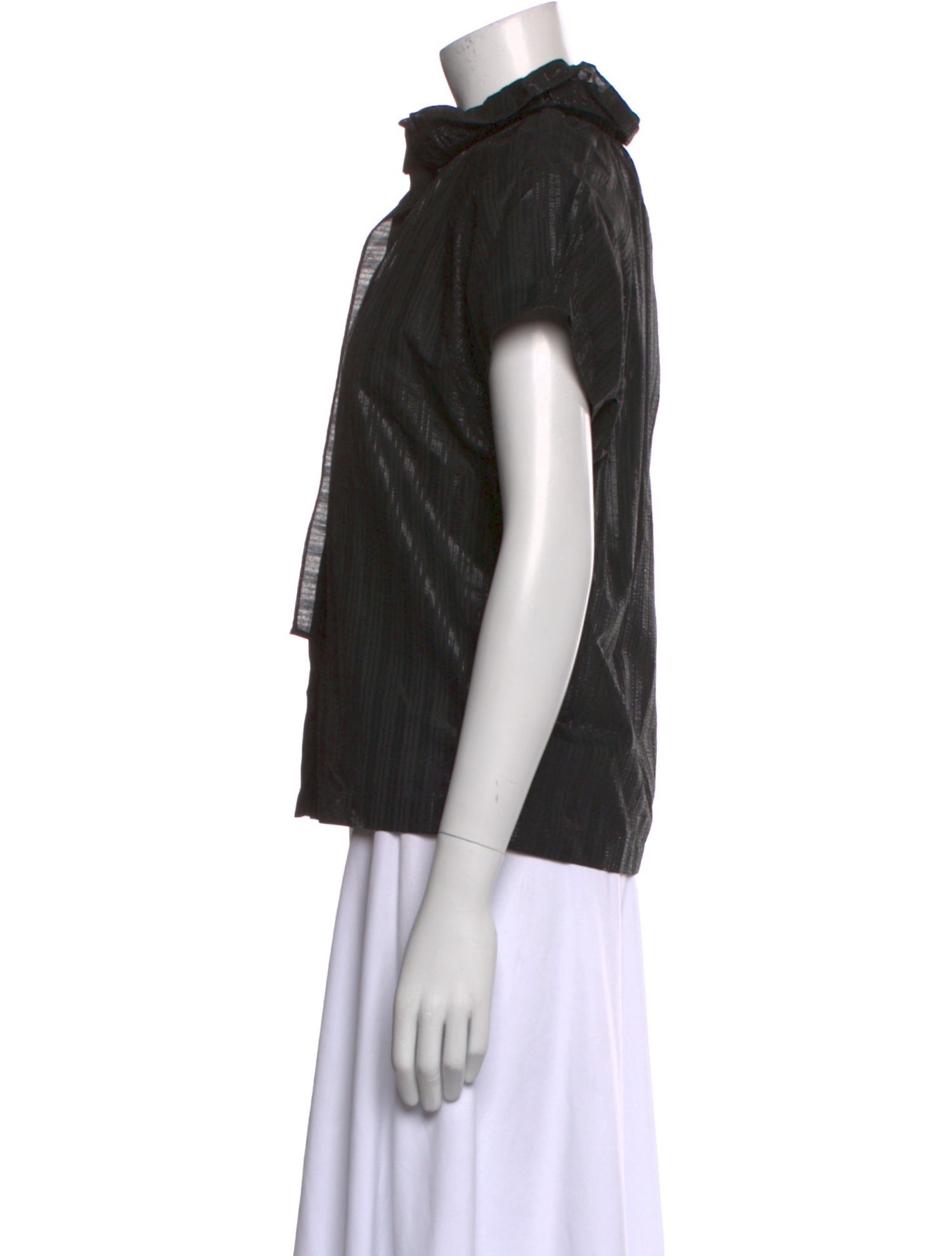 A Shirt Thing Mock Neck Short Sleeve Blouse