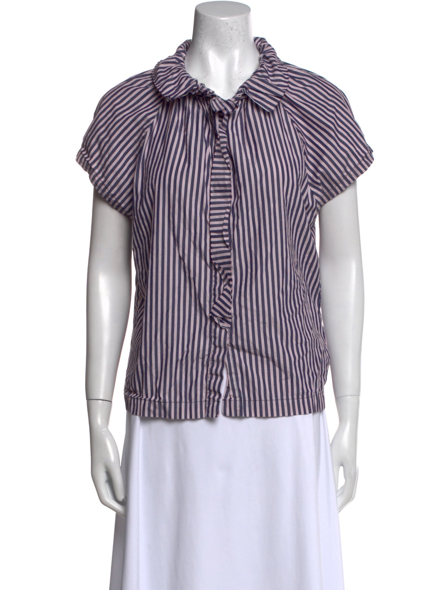 A Shirt Thing Striped Short Sleeve Button-Up Top