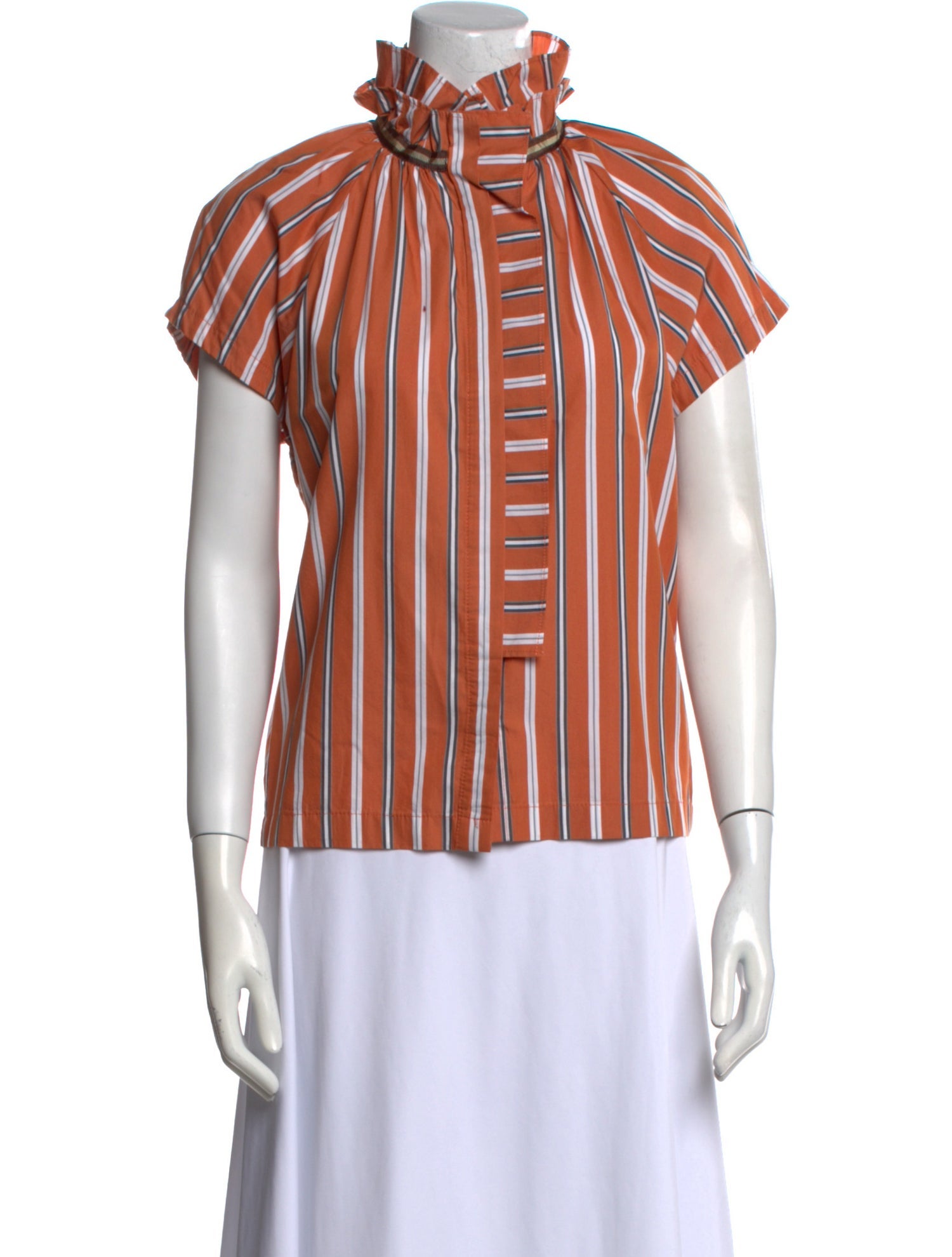 A Shirt Thing Striped Mock Neck Blouse
