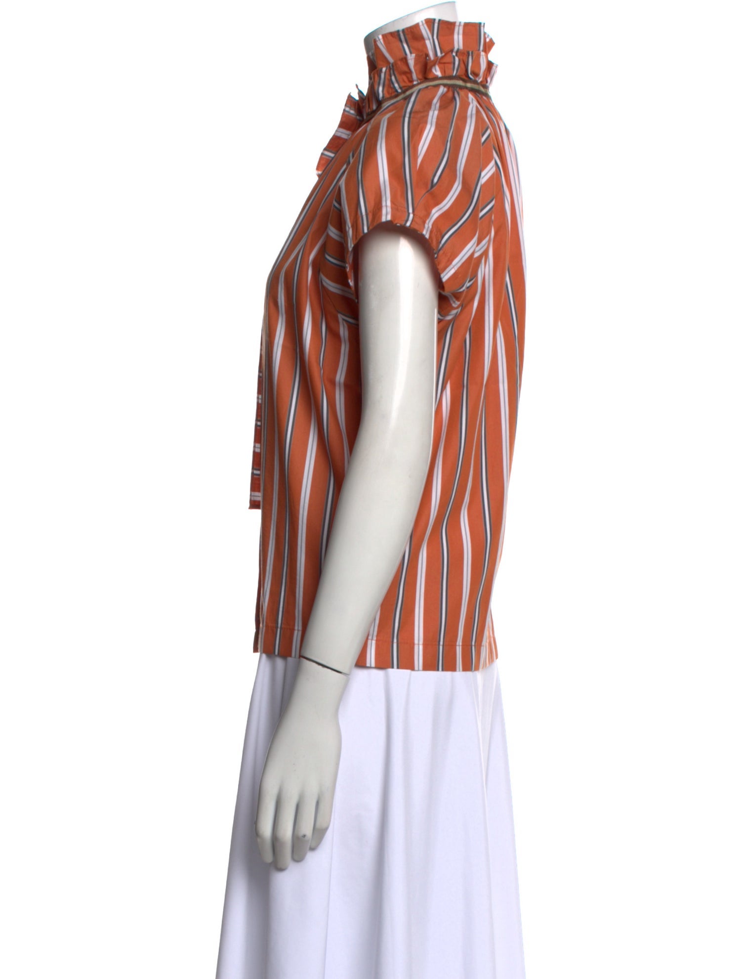 A Shirt Thing Striped Mock Neck Blouse