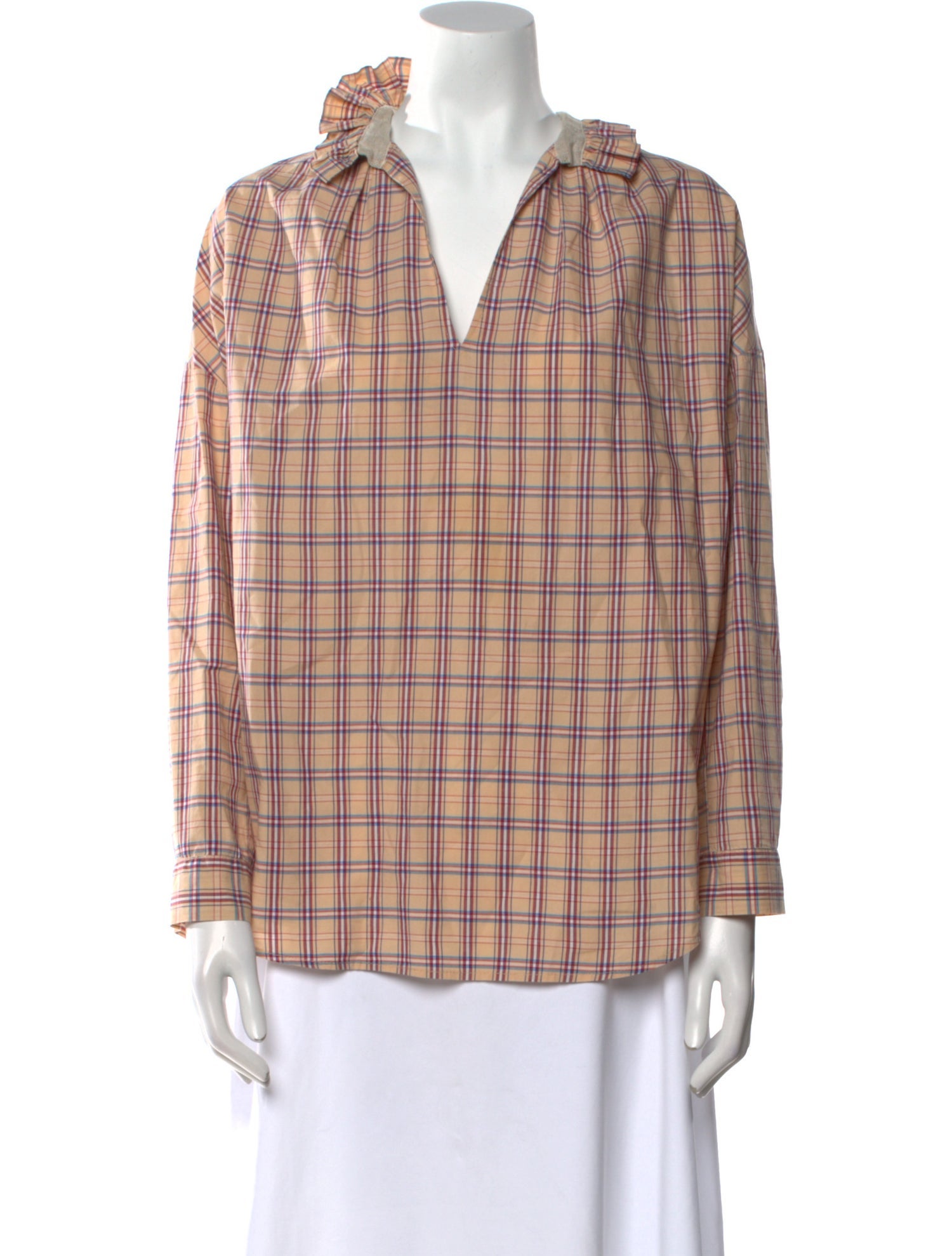 A Shirt Thing Plaid Print V-Neck Polo