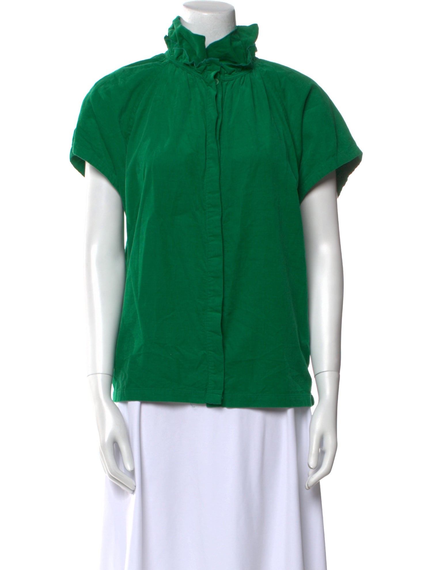 A Shirt Thing Turtleneck Short Sleeve Button-Up Top