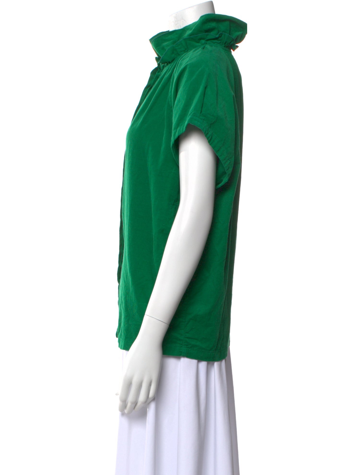 A Shirt Thing Turtleneck Short Sleeve Button-Up Top