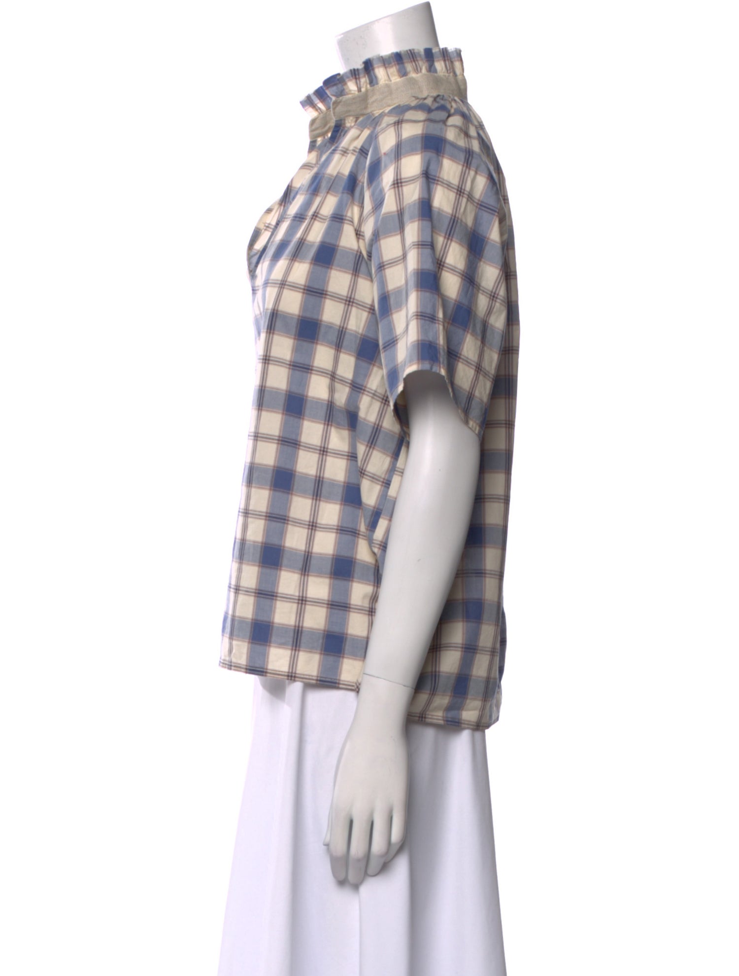 A Shirt Thing Plaid Print Short Sleeve Button-Up Top