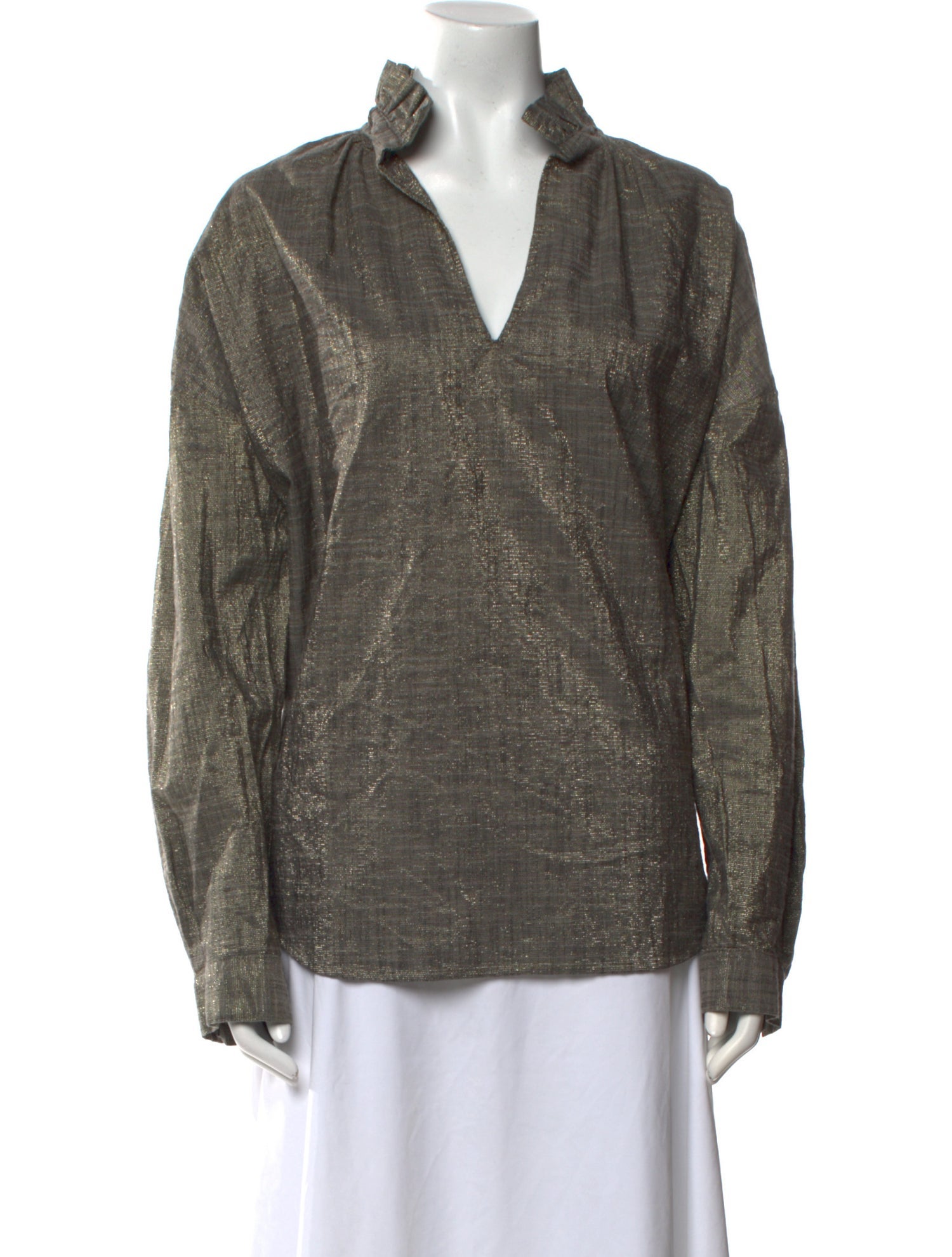 A Shirt Thing V-Neck Long Sleeve Button-Up Top