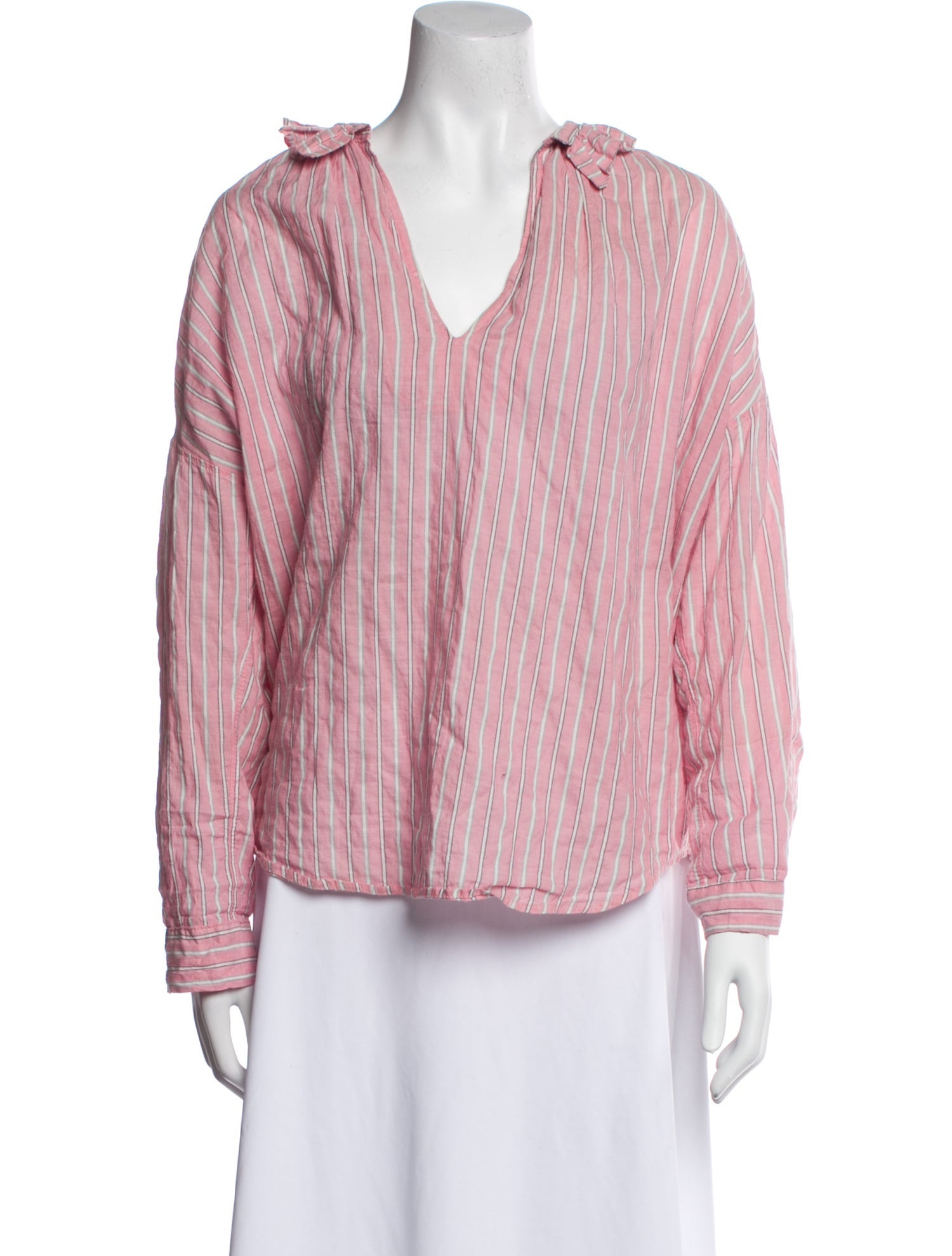 A Shirt Thing Striped V-Neck Blouse