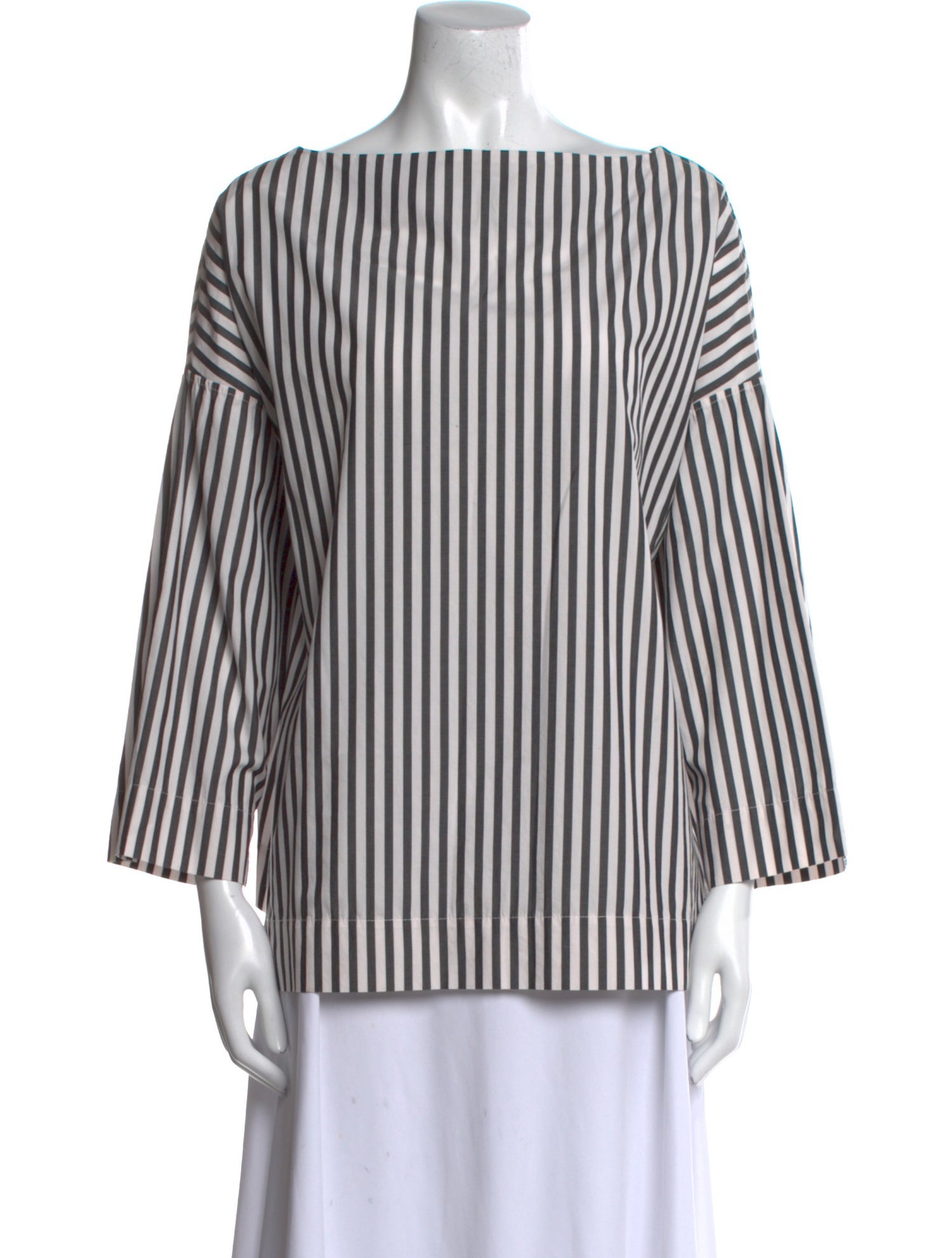 A Shirt Thing Striped Bateau Neckline Blouse