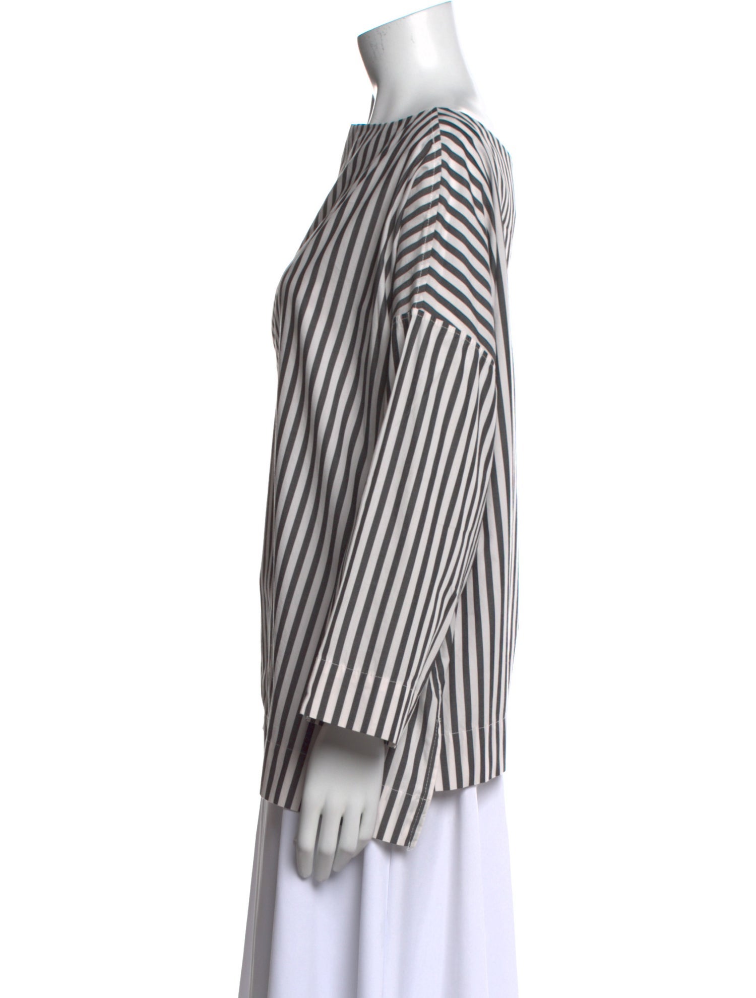 A Shirt Thing Striped Bateau Neckline Blouse
