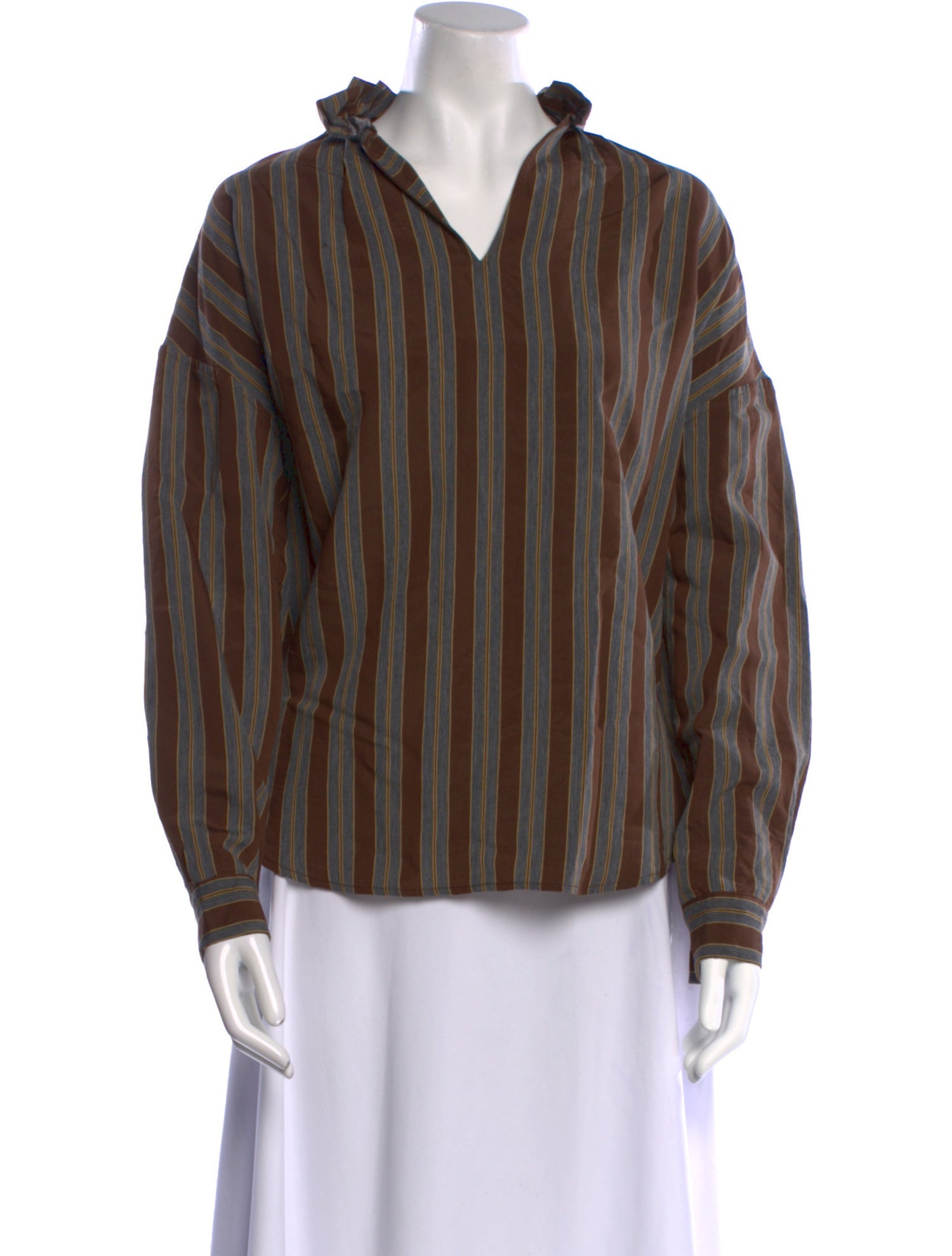 A Shirt Thing Striped V-Neck Blouse