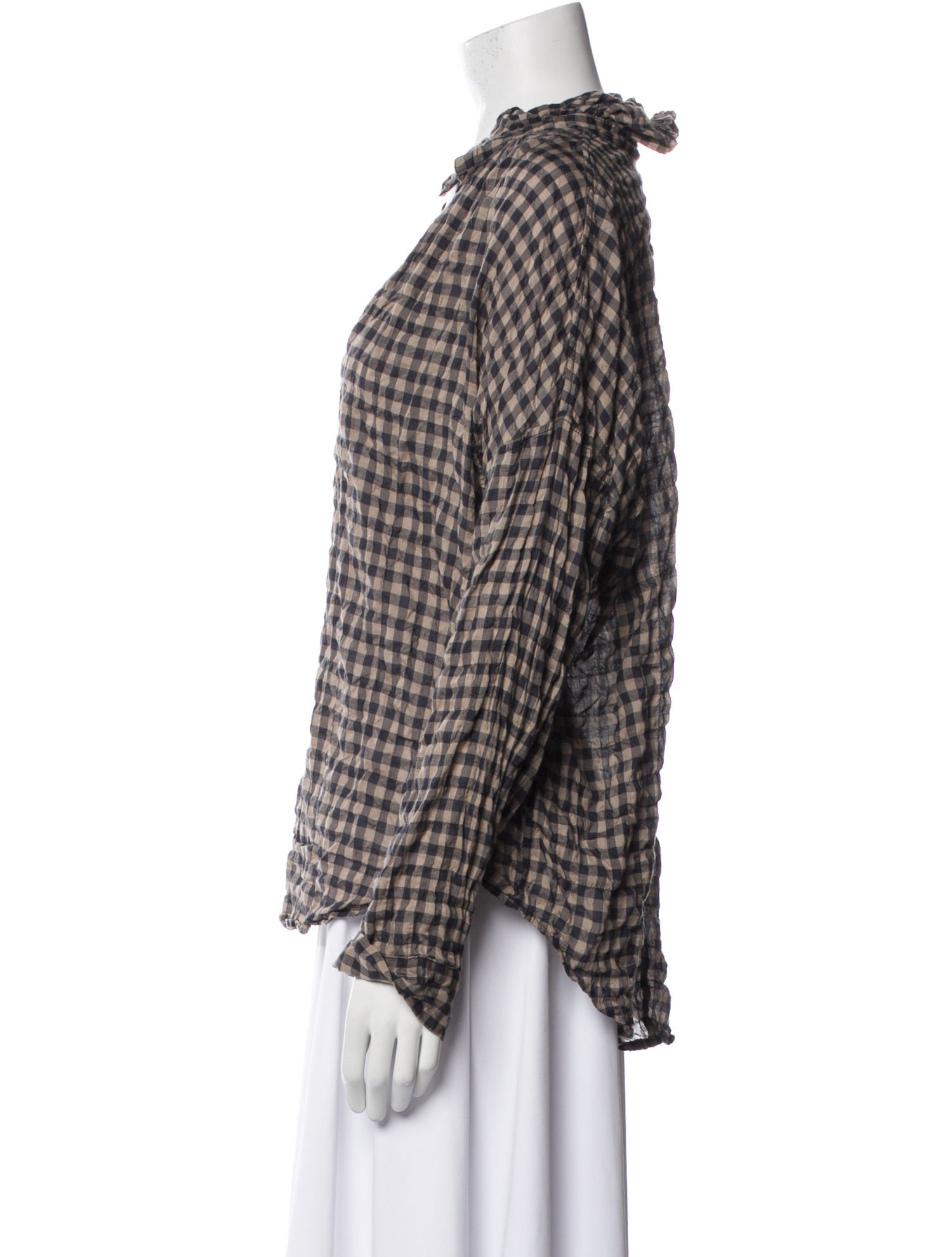 A Shirt Thing Plaid Print V-Neck Button-Up Top