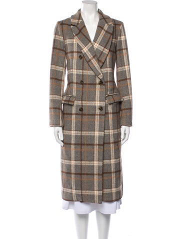 Astr Coats Plaid Print Trench Coat S