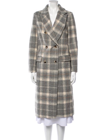 Astr Coats Plaid Print Trench Coat M