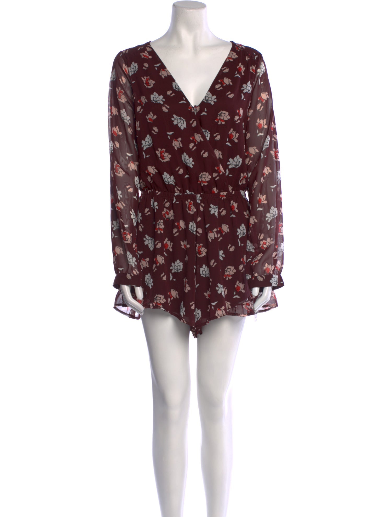 ASTR Floral Print V-Neck Romper