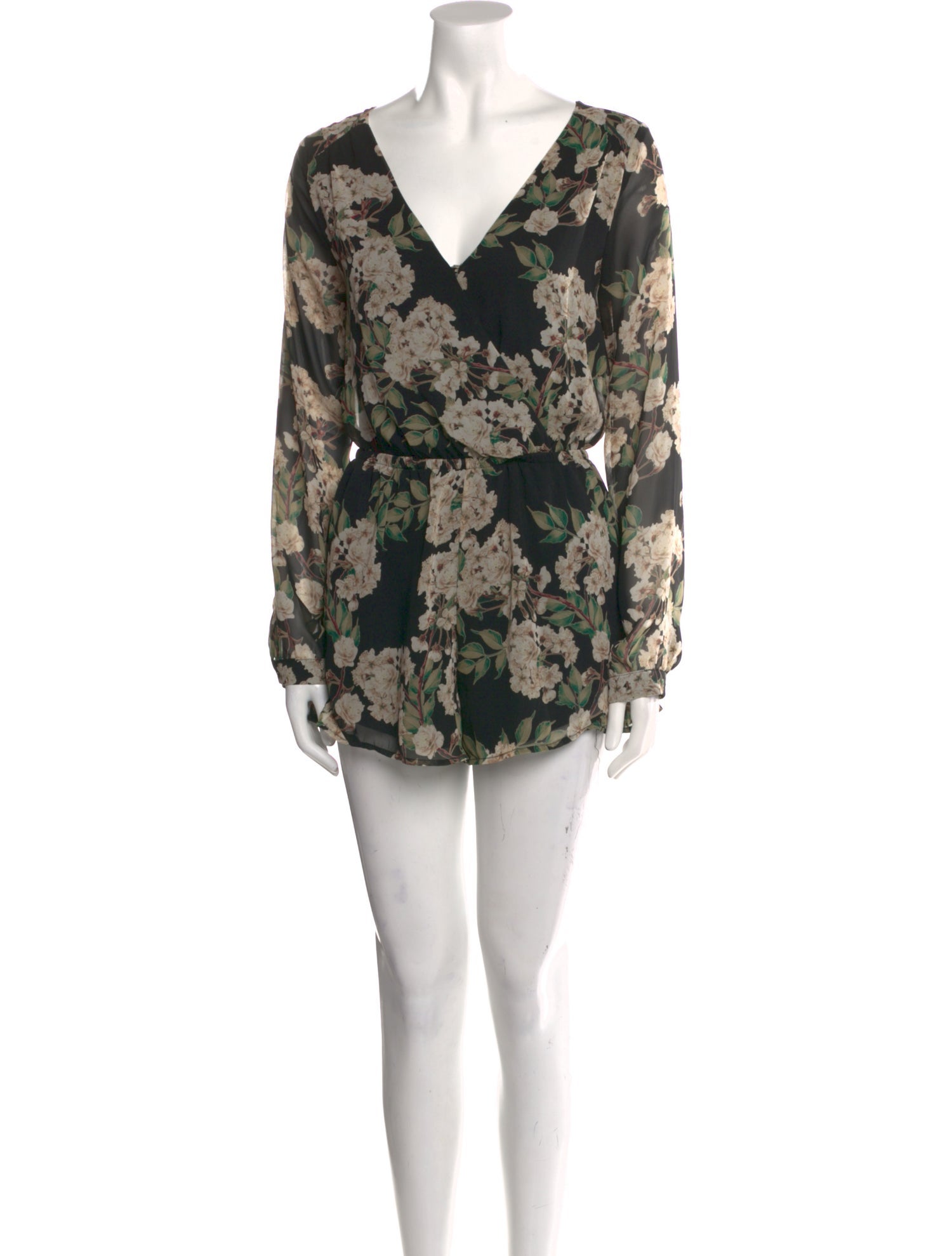 ASTR Floral Print V-Neck Romper