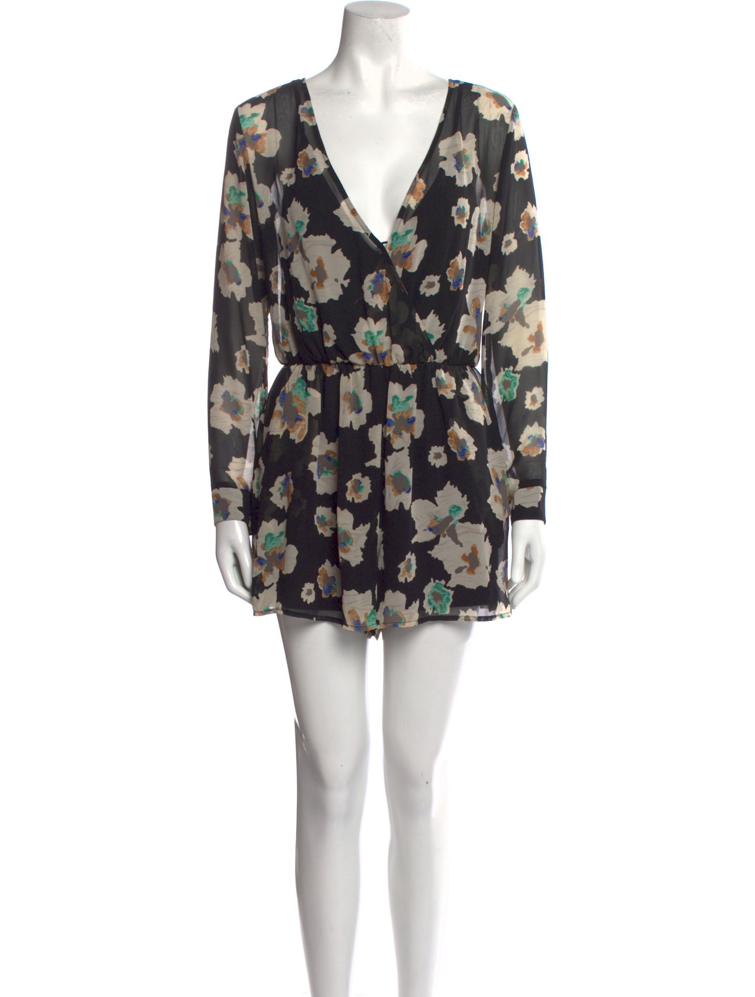 ASTR Printed Plunge Neckline Romper