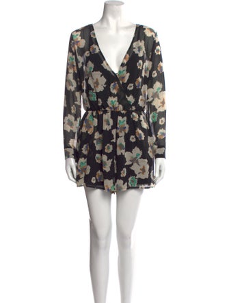 ASTR Printed Plunge Neckline Romper