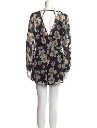 ASTR Printed Plunge Neckline Romper