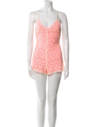 ASTR Lace Pattern V-Neck Romper