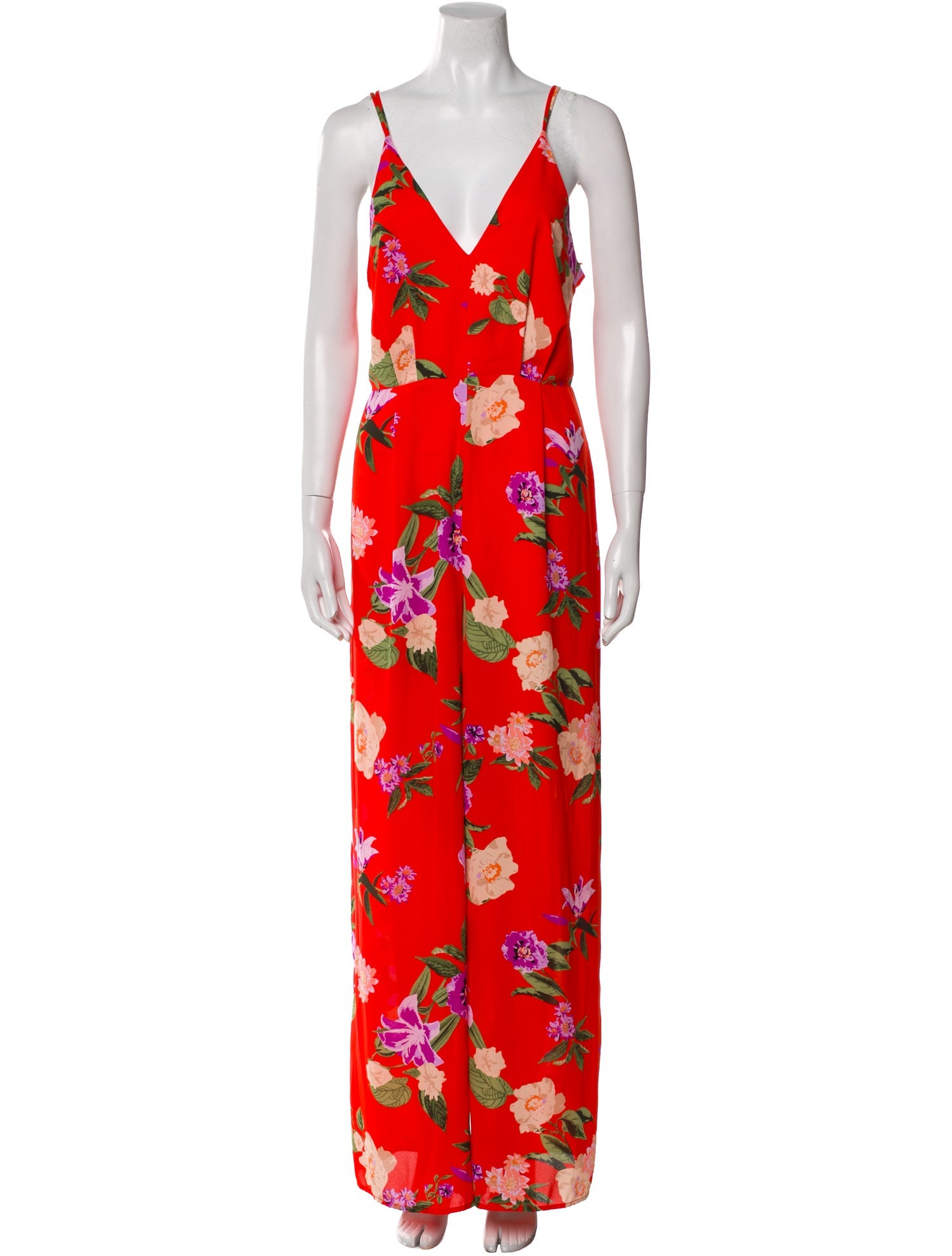 ASTR Floral Print V-Neck Jumpsuit
