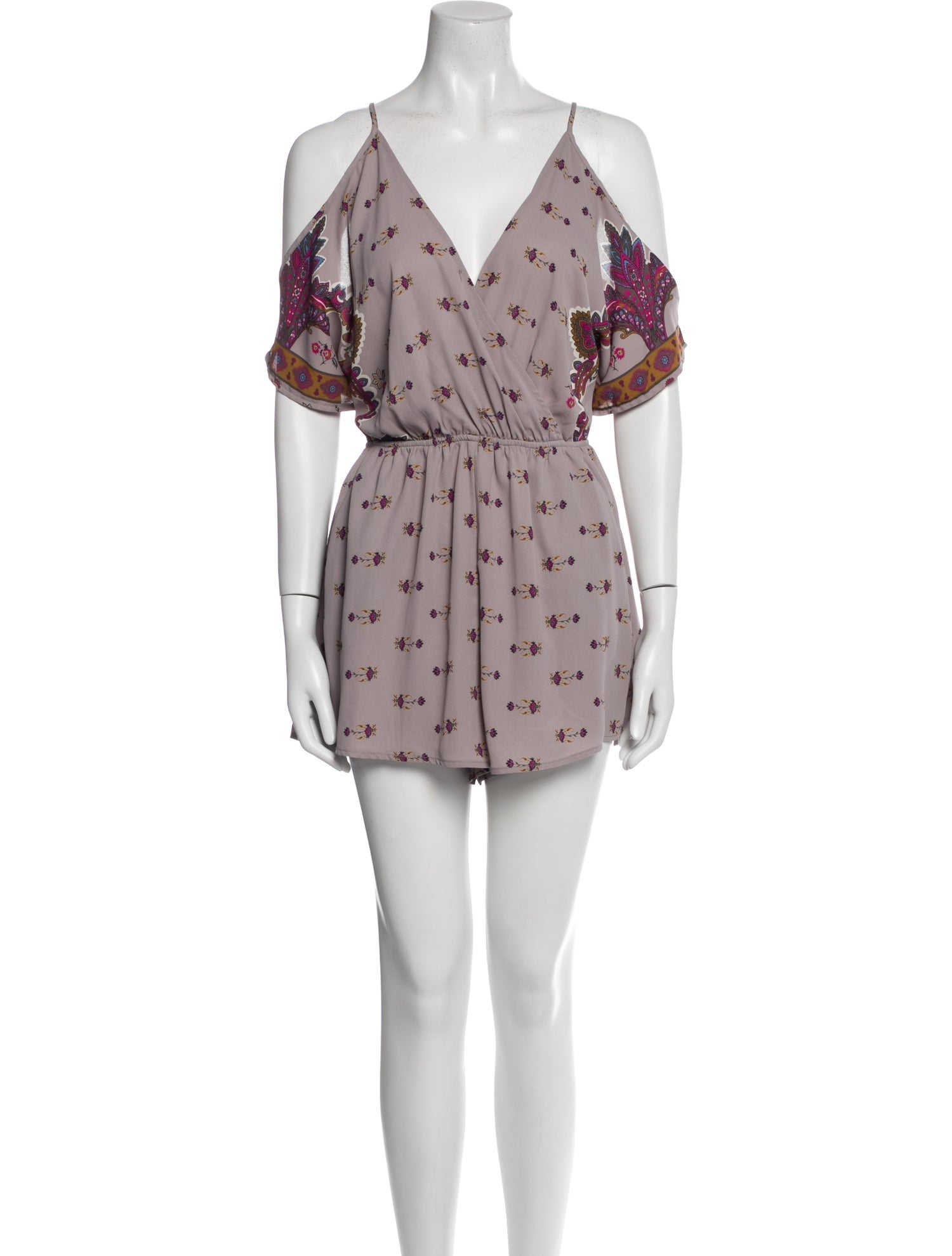 ASTR Floral Print V-Neck Romper