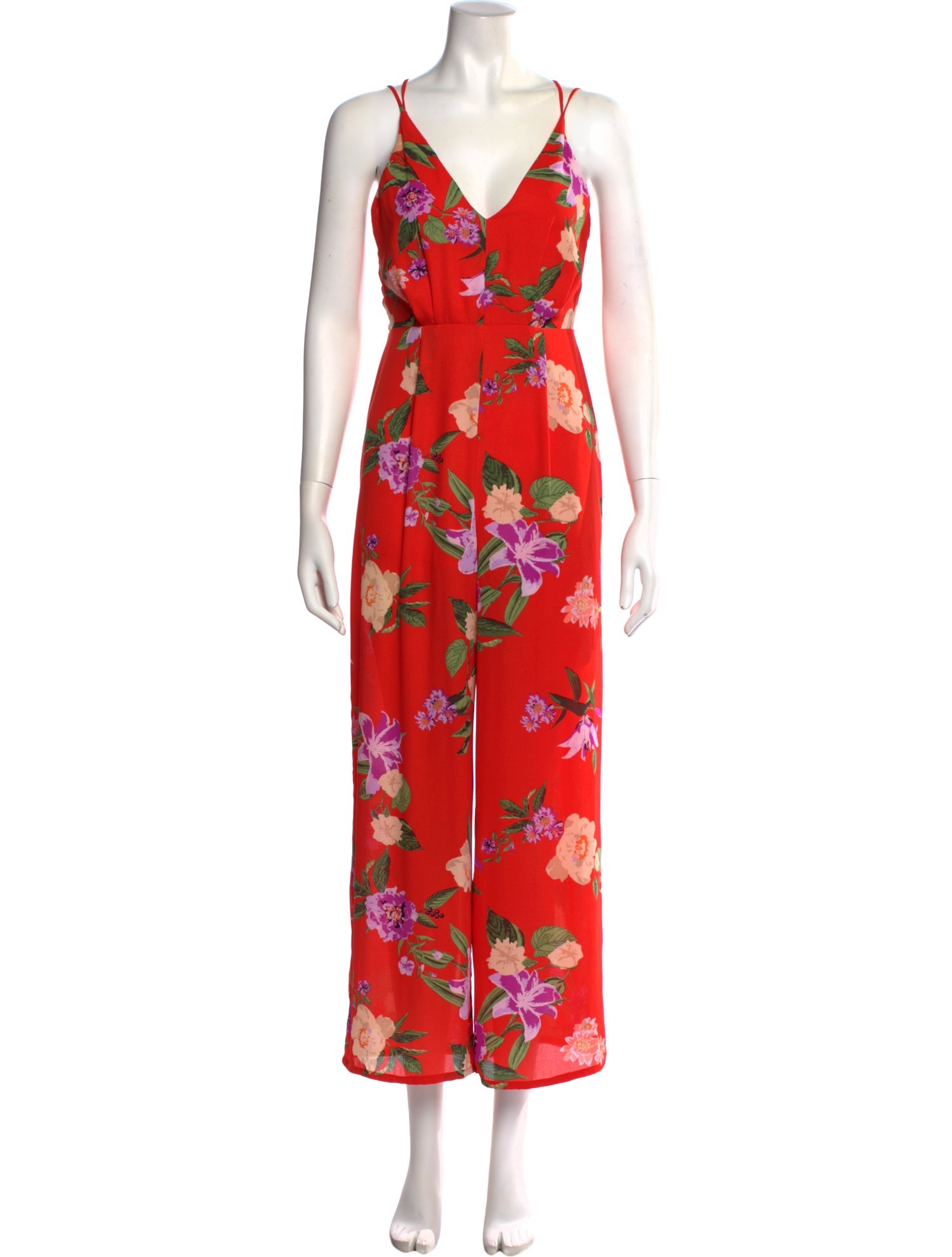 ASTR Floral Print V-Neck Jumpsuit