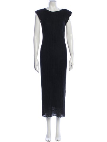 Pre-owned Astr Crew Neck Long Dress In Blue