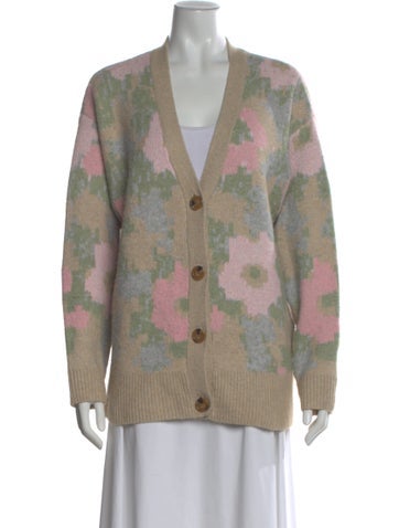 Pre-owned Astr Floral Print V-neck Sweater In Neutral