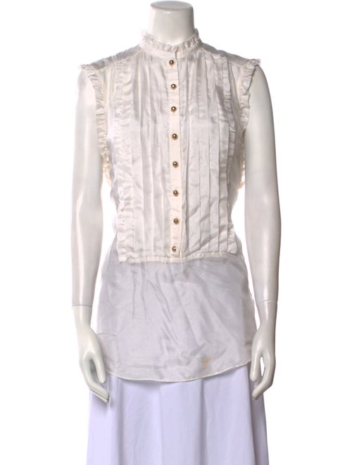 Alice by Temperley Silk Mock Neck Button-Up Top