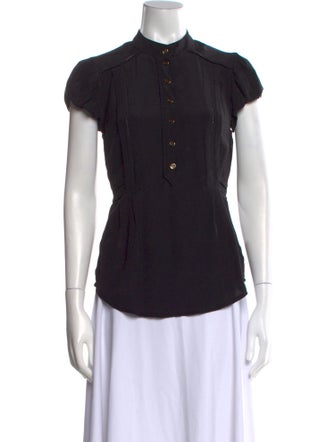 Alice by Temperley Silk Mock Neck Button-Up Top