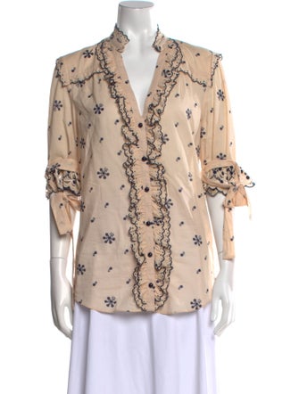 Alice by Temperley Printed V-Neck Button-Up Top
