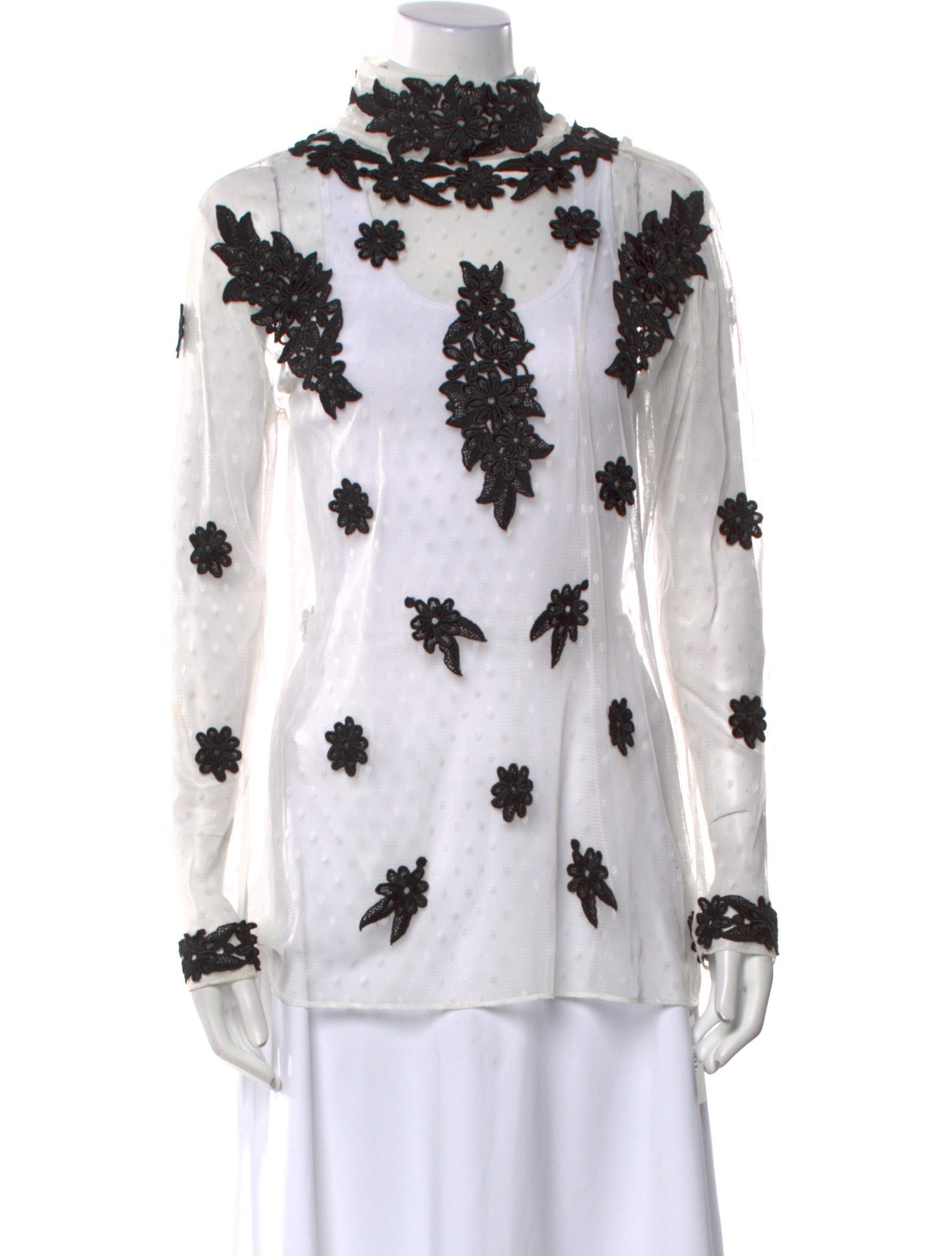 Alice by Temperley Floral Print Mock Neck Blouse