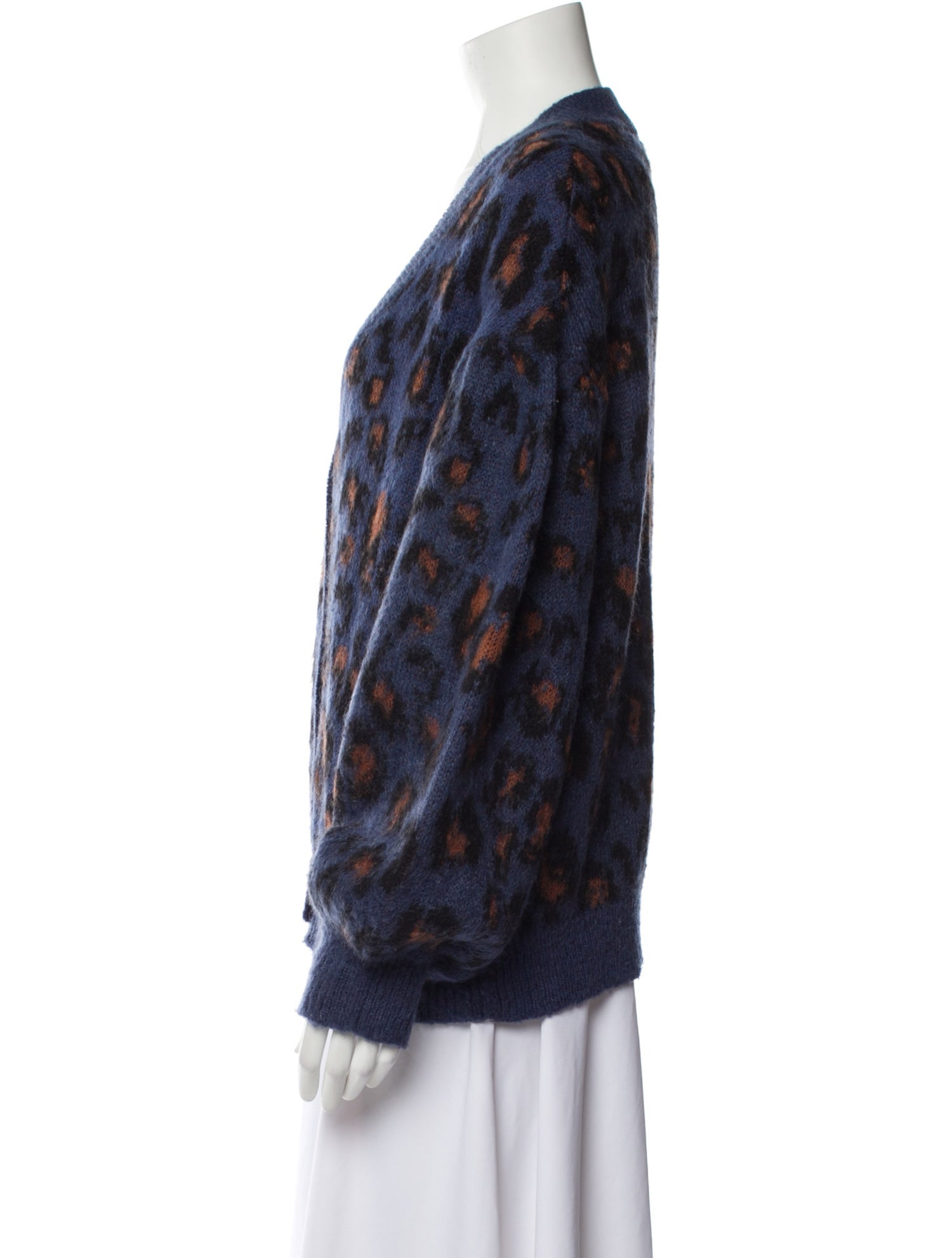 Attic And Barn Animal Print Plunge Neckline Sweater