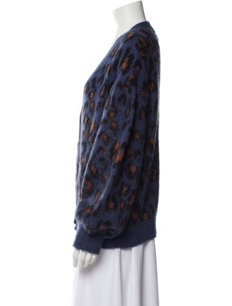 Attic And Barn Animal Print Plunge Neckline Sweater