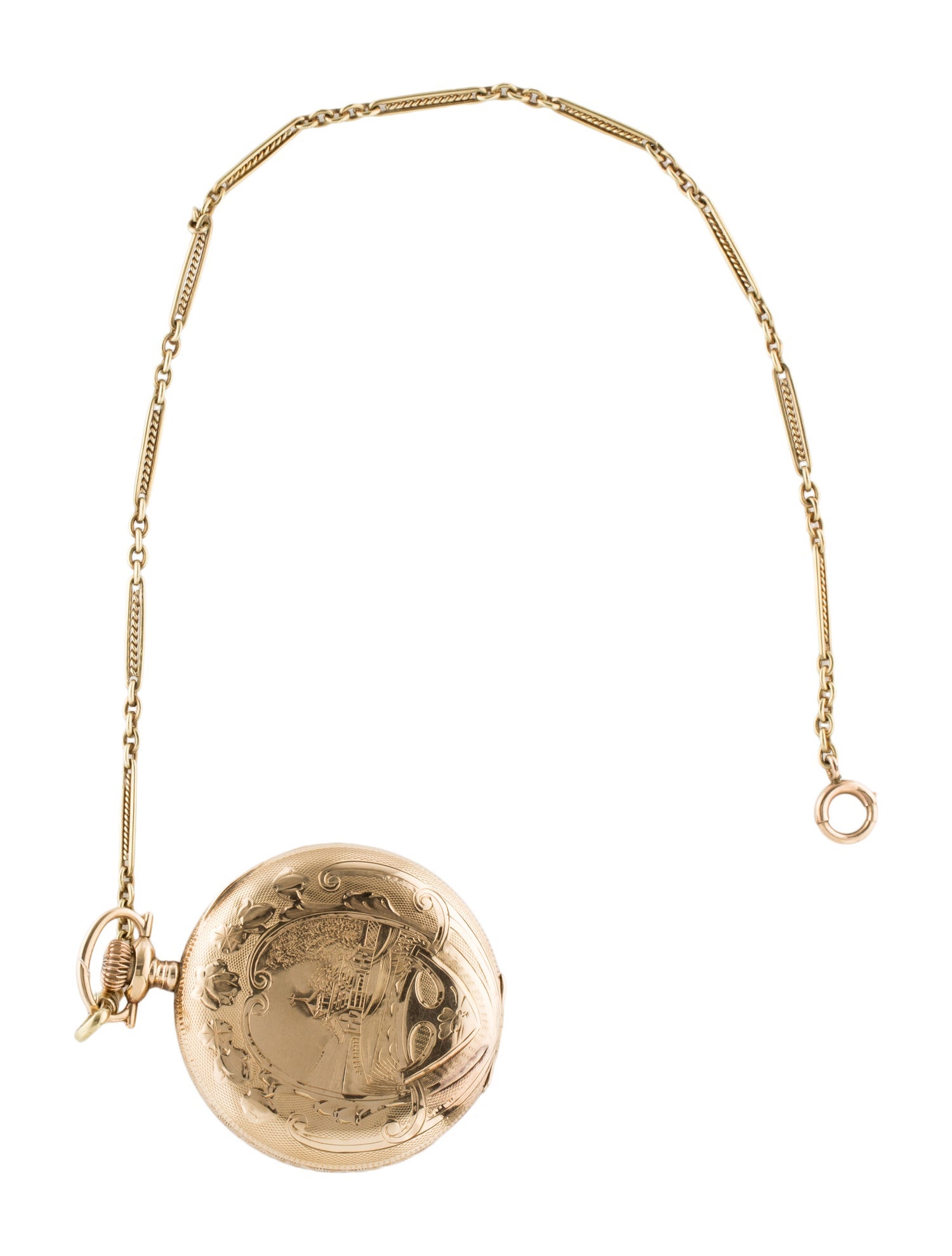 Watch Waltham Antique 14K YG Engraved Hunter Case Pocket