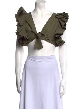 ArtClub V-Neck Short Sleeve Crop Top