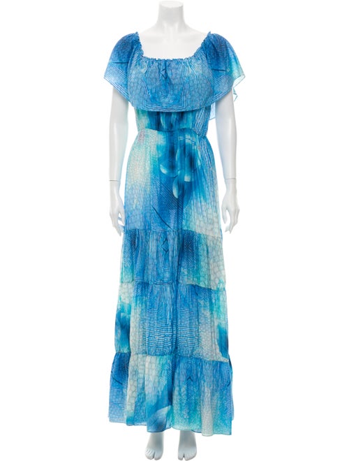 Athena Procopiou Printed Long Dress Blue