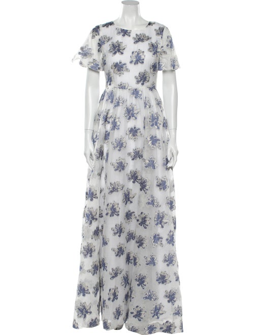Athena Procopiou Floral Print Long Dress White