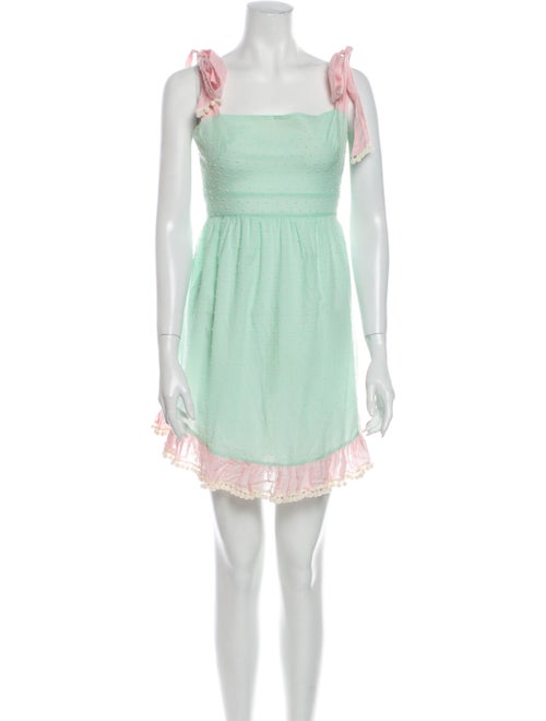 Athena Procopiou Square Neckline Mini Dress Green