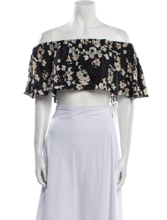 Athena Procopiou Silk Floral Print Crop Top