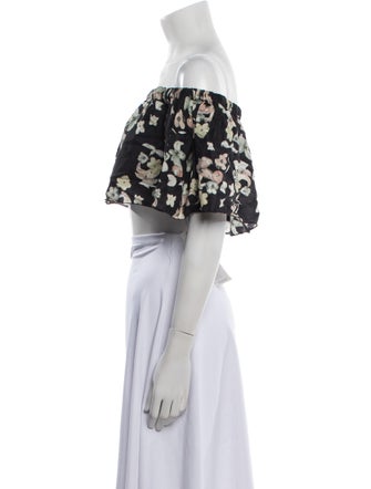 Athena Procopiou Silk Floral Print Crop Top