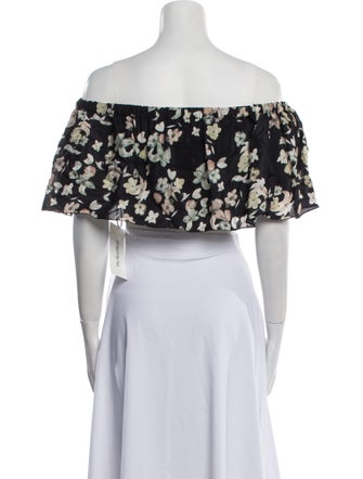 Athena Procopiou Silk Floral Print Crop Top