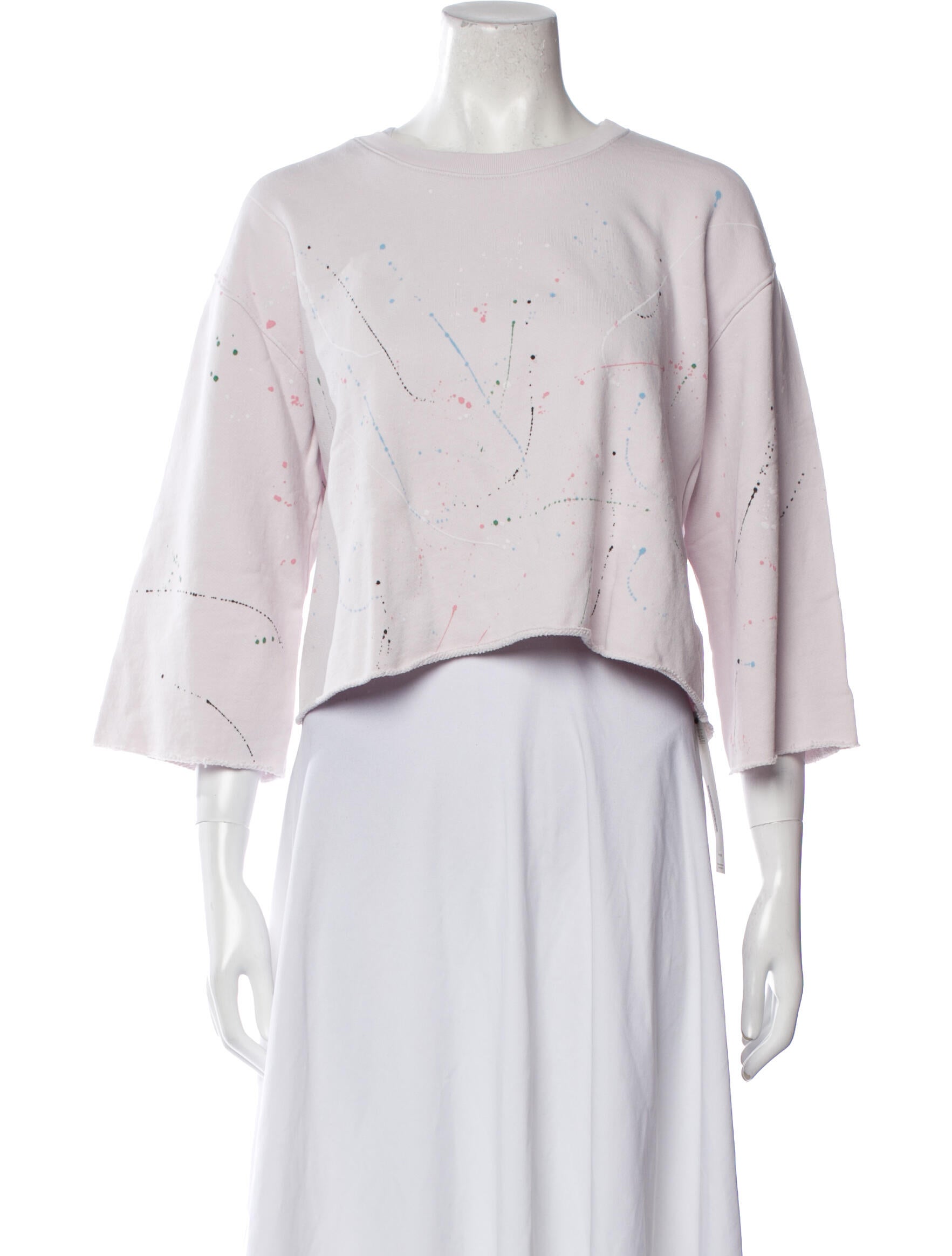 ATM Graphic Print Bateau Neckline Crop Top