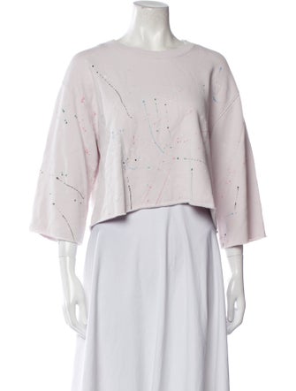 ATM Bateau Neckline Three-Quarter Sleeve Crop Top