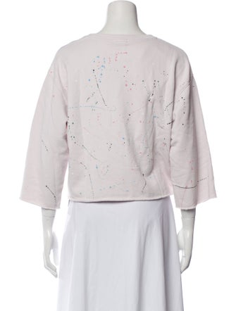 ATM Bateau Neckline Three-Quarter Sleeve Crop Top