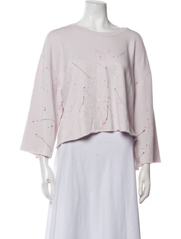 ATM Tops Bateau Neckline Three-Quarter Sleeve Crop Top L