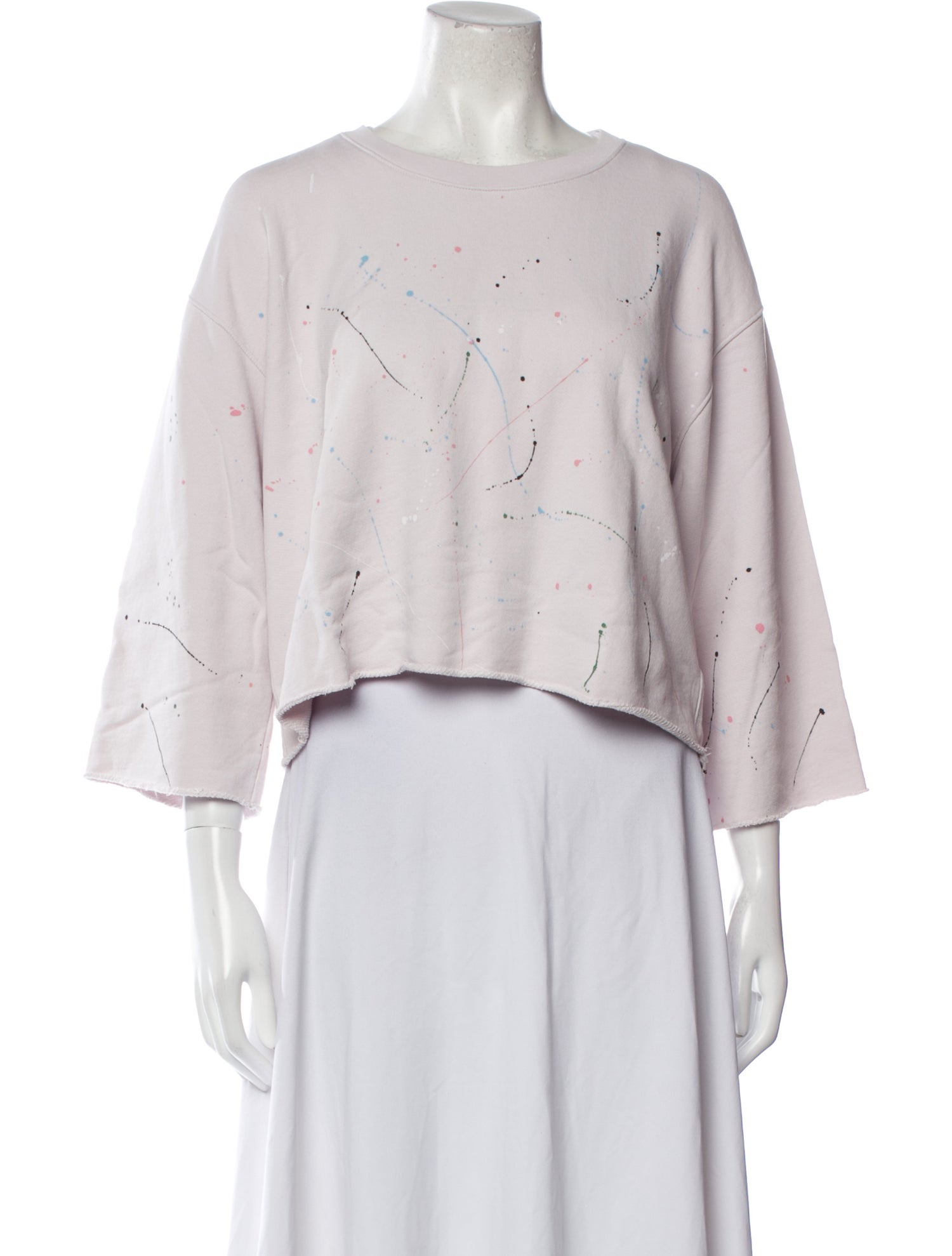 ATM Bateau Neckline Three-Quarter Sleeve Crop Top