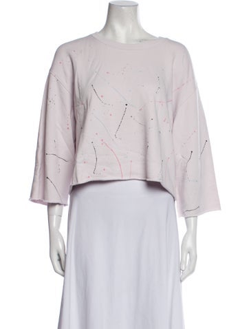 ATM Tops Printed Bateau Neckline Crop Top M