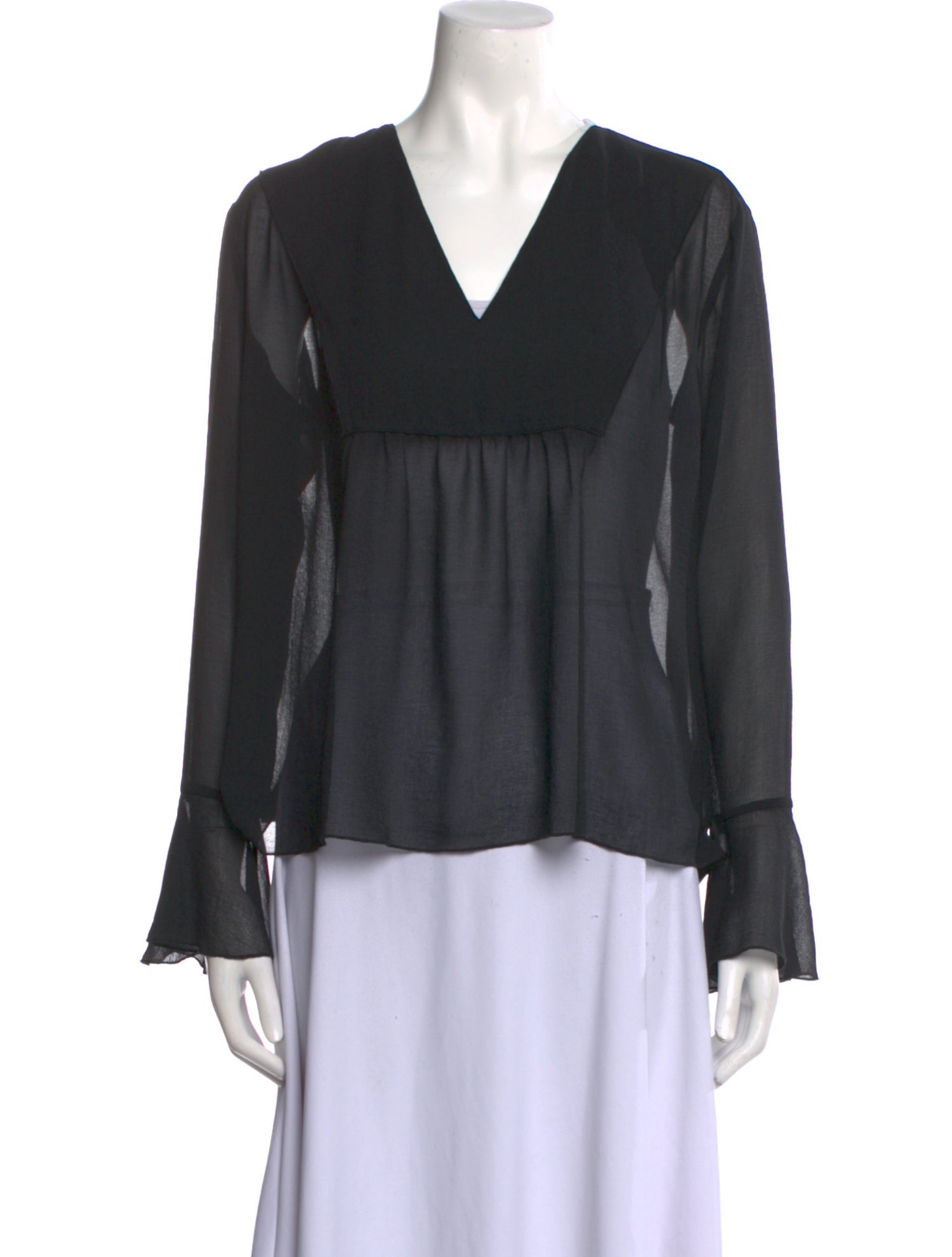 ATM Anthony Thomas Melillo V-Neck Long Sleeve Blouse